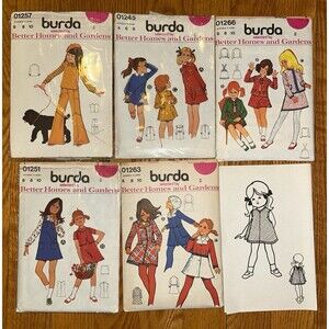 Vintage sewing pattern lot Burda Better Homes & Gardens sz 8 kids
